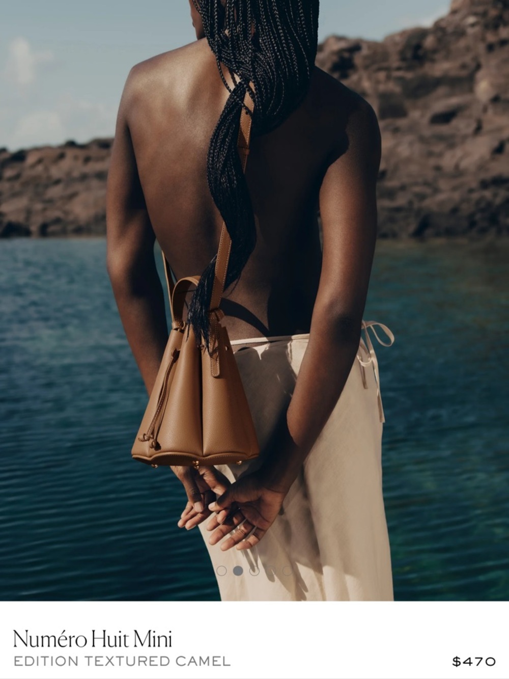 Mini Textured Camel Drawstring Bag - Picture 3 of 11